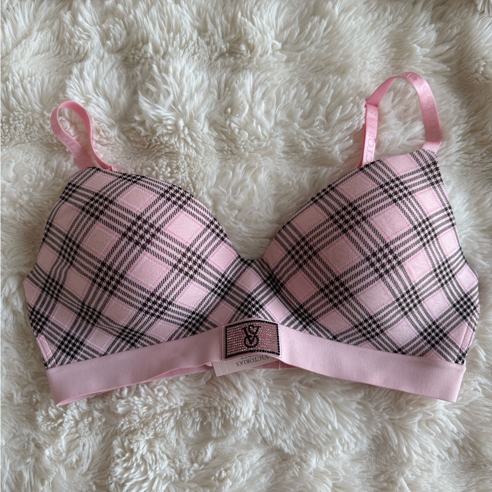 Victoria's Secret Pink Plaid Wireless Bra - Picture 2 of 4